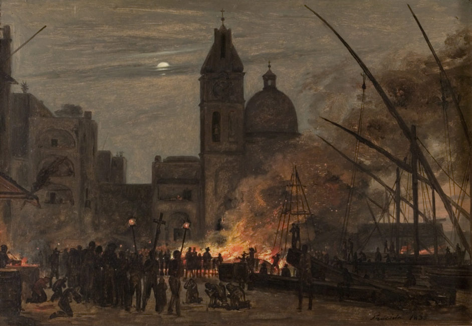 Et brændende skib. Scene fra Procida