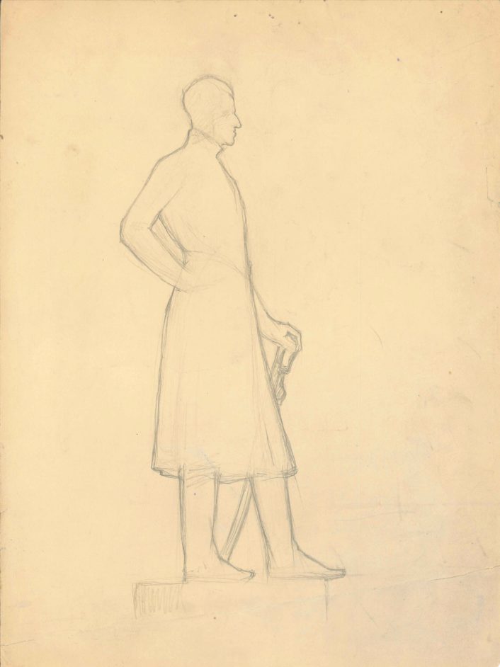 Skitse af H.W. Bissens statue af Frederik d. VI i Frederiksberg have