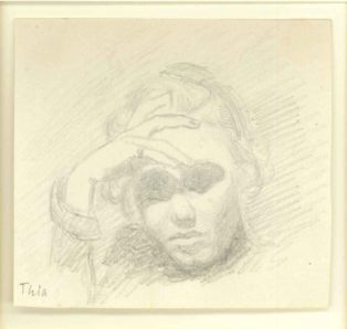 Pige med hånden over øjnene