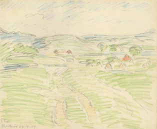 Landskab med røde huse