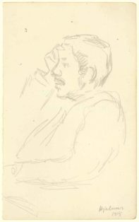 Portrætskitse af en mand i profil mod venstre