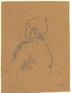 Portrætskitse af en mand set skråt bagfra