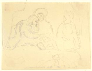 Skitse efter Rembrandts Der Segen Jacobs i Staatliche Gemäldegalerie zu Kassel