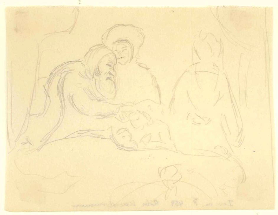 Skitse efter Rembrandts Der Segen Jacobs i Staatliche Gemäldegalerie zu Kassel