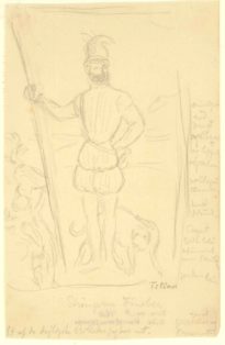 Skitse efter Tizians portræt af  Giovan Franscesco Acquaviva i Atattliche Gemäldegalerie zu Kassel Inv.nr. 851