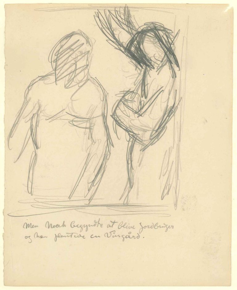 Men Noah begyndte at blive Jordbruger og han plantede en Vingaard