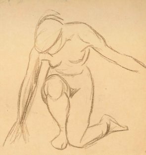 Modelstudie. Knælende kvinde