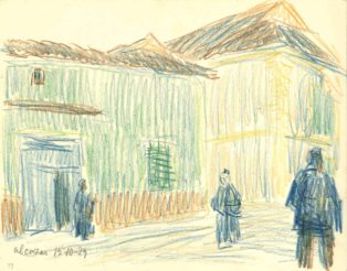 Bymotiv med 3 skikkelser. Alcazar