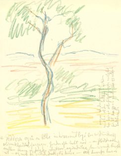 Landskab med træ i forgrund