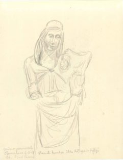 Skitse af Madonnaskulptur fra Museo provinciale, Barcelona