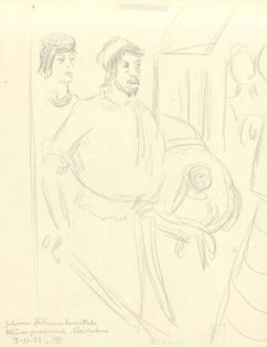 Skitse af Johannes Døberens herettelse fra Museo provinciale, Barcelona