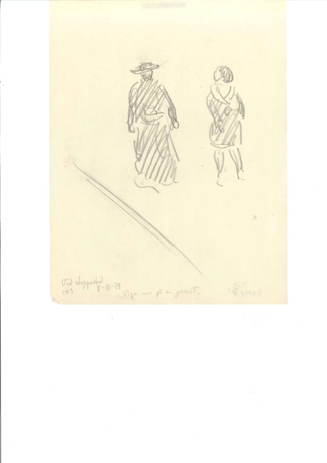 Figurskitse. Ved stoppested