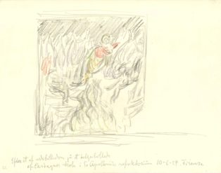 Efter en rude i S. Apollonius´reflektorium. Firenze. Skitse