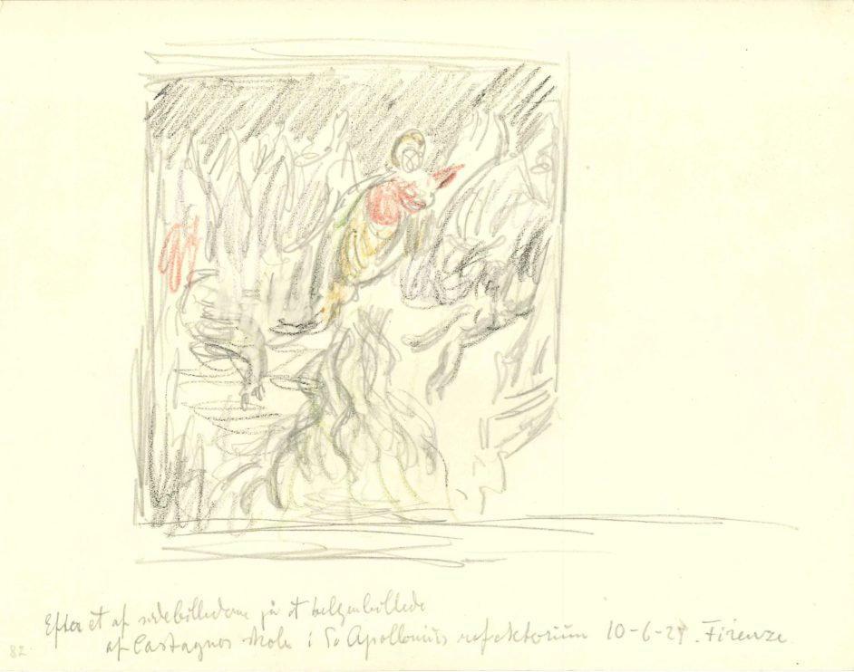 Efter en rude i S. Apollonius´reflektorium. Firenze. Skitse