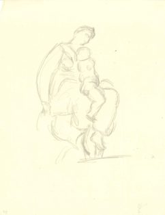 Mor med barn. Skitse