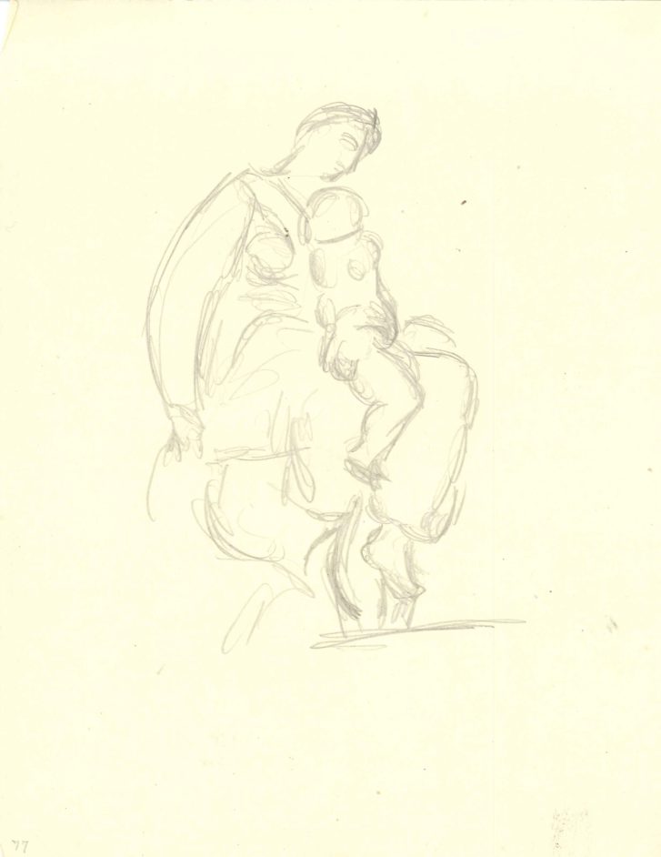 Mor med barn. Skitse