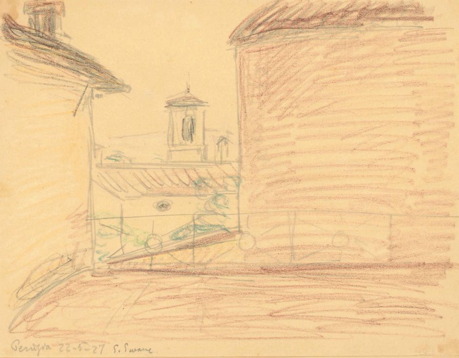 Italiensk bymiljø. Skitse